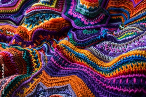 Intricate digital knitting patterns in vibrant colors