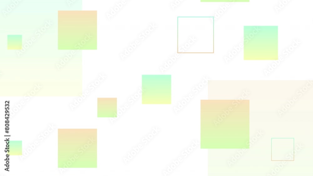 正方形が流れるシンプルなアニメーション 5秒ループ 白背景 正方形は色グラデーション 正方形が流れるシンプルなアニメーション 5秒ループ 白背景 正方形は色グラデーション