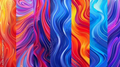 Series of vibrant  abstract wave patterns  suitable for dynamic and modern creative projects