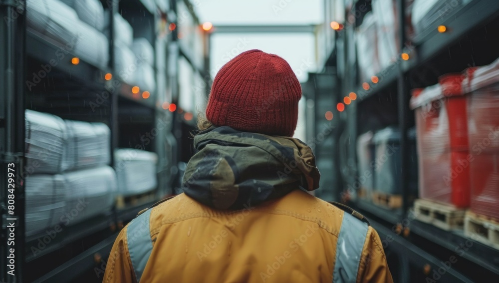 A cinematic shot of a worker closing the doors of a fully loaded truck with satisfaction, signaling the completion of another successful delivery mission.