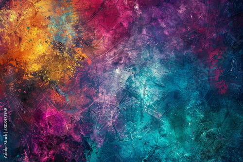 vintage grunge textured painting with vibrant colors and cracks
