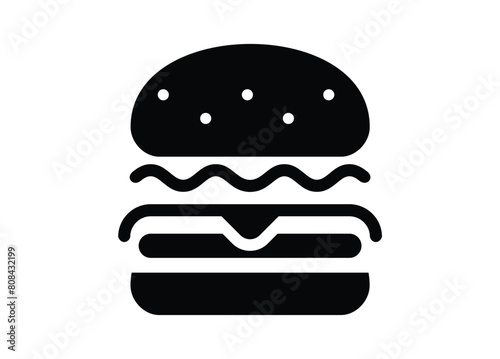 Burger simple illustration in black and white.