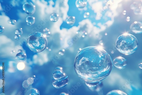 3D rendered bubbles in a surreal, blue dreamscape