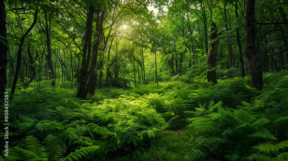 Naklejka premium green forest beautiful landscape 