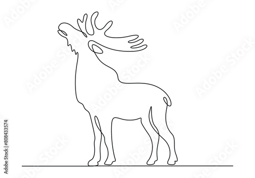 Moose continuous single line drawing vector illustration. Pro vector
