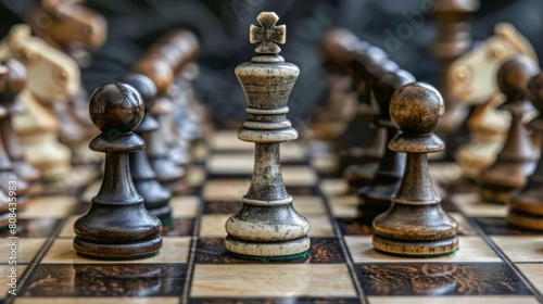 A chessboard midgame, illustrating the strategic and consequential choices faced by players, similar to a person in a dilemma photo