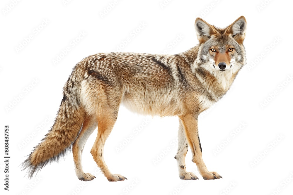 Striking Portrayal of Coyote Against White Backdrop