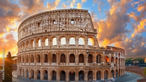 Coliseum at sunset  summer view under the clouds