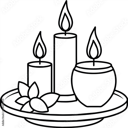 Citronella Candles outline coloring book page line art illustration digital drawing