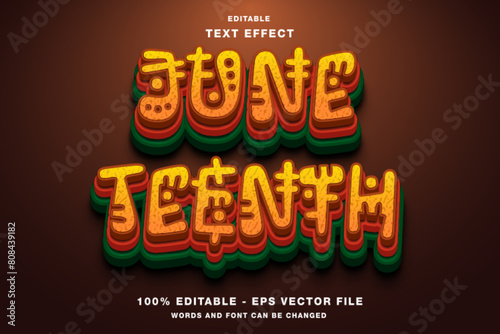 Black History Month Juneteenth 3d text style effect template editable