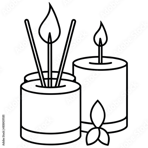 Citronella Candles outline coloring book page line art illustration digital drawing
