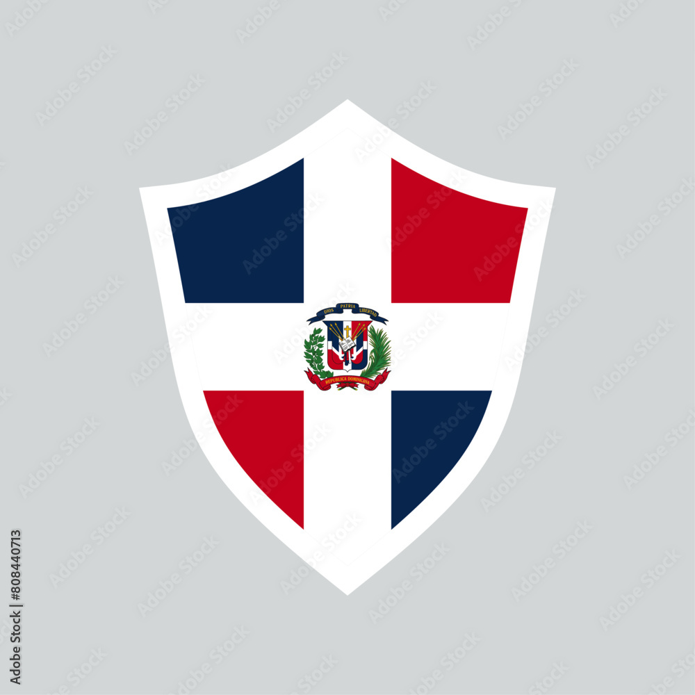 Dominican Republic Flag in Shield Shape Frame Dominican Republic Flag in Shield Shape Frame
