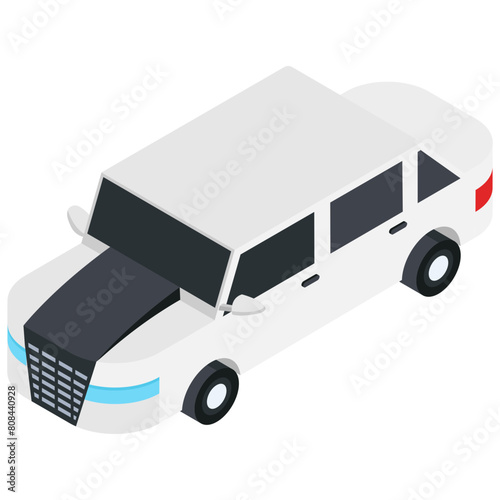 White Limousine with Black Hood
