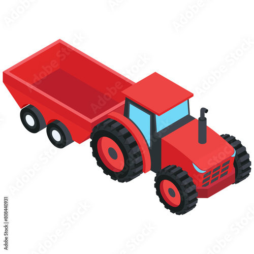 Isometric Tractor with Trailer