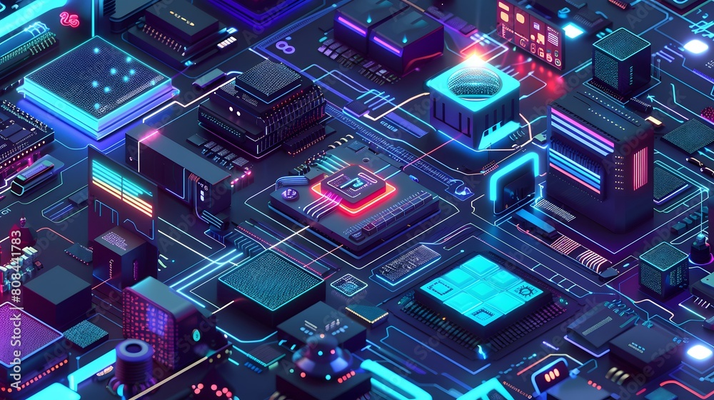 Virtual Technological Ecosystem illustration Background. Generative AI Virtual Technological Ecosystem illustration Background. Generative AI