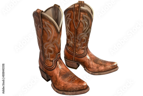 Leather Cowboy Boots with Ornate Patterns 