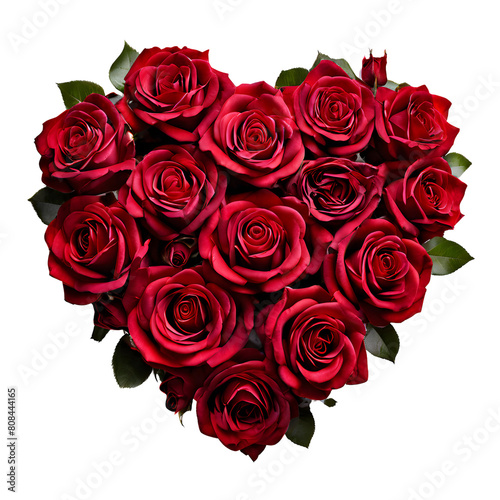 Heart of roses isolated on transparent background generative ai  cut out  or clipping path.