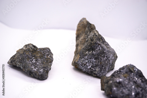Natural mineral stones on a white background.