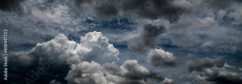 Принти на полотні Banner Dramatic dark storm clouds black sky background