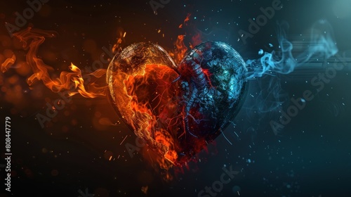 A heart with fire on it
