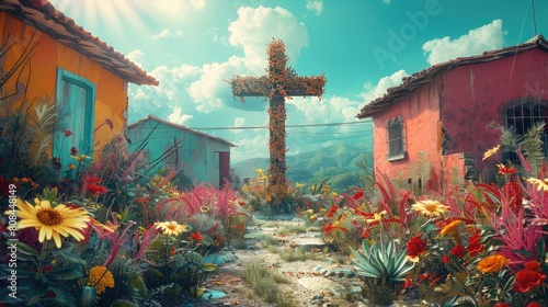 Greeting Card and Banner Design for Social Media or Educational Purpose of National Cross Day El Salvador Background photo