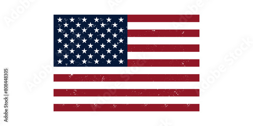 Vintage flat design grunge United States flag background