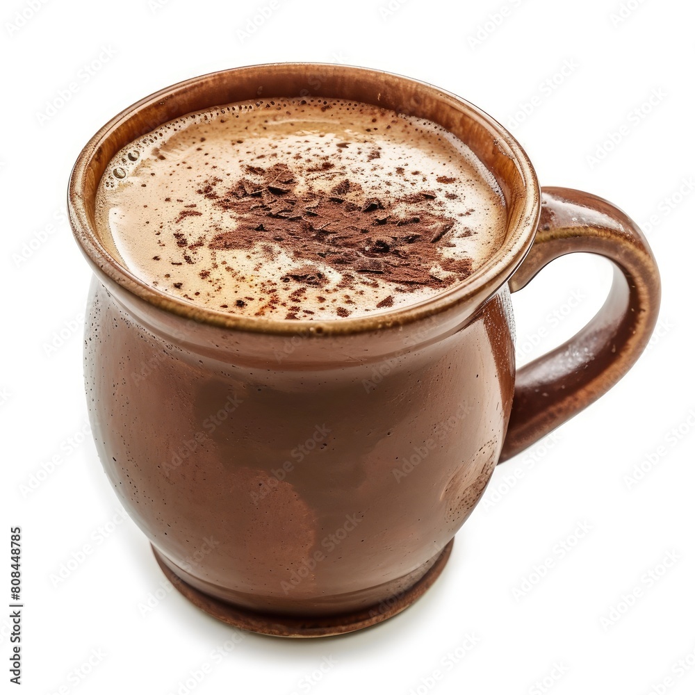 Fototapeta premium Cozy hot cocoa mug, winter warmer, white background, Ai Generated