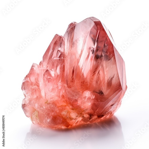 A shiny morganite nugget with a smooth, glossy surface and a soft pink hue, isolated on a white background, Ai Generated photo