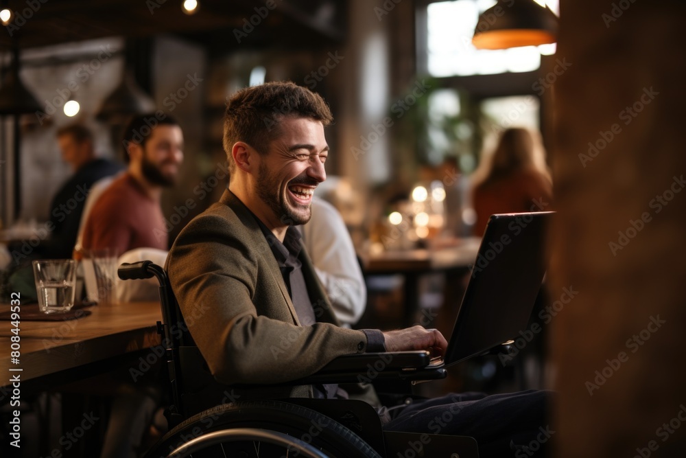 Fototapeta premium Empowering : inspiring showcasing differently abled individuals at work, breaking barriers, demonstrating resilience, and contributing their skills to create an inclusive and diverse workplace