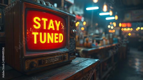 “STAY TUNED” message on a vintage tv - graphic resource - background