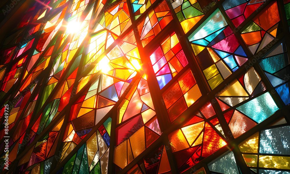 Stained-glass free from geometric full color. Stained-glass free from geometric full color.