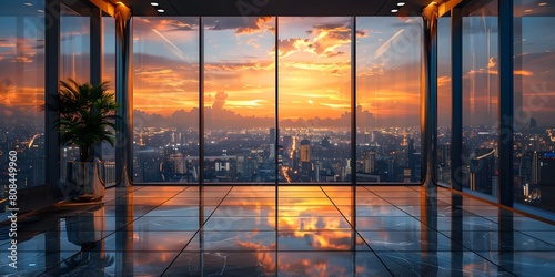 High-end luxury club where visionary senior executives meet to define leadership in ever-changing business. The view outside is very beautiful. Suitable for use as inspiration for designers or users.