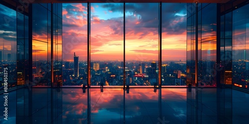 High-end luxury club where visionary senior executives meet to define leadership in ever-changing business. The view outside is very beautiful. Suitable for use as inspiration for designers or users.