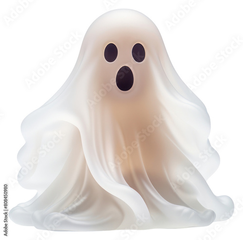 PNG  Spookie ghost white white background representation. photo