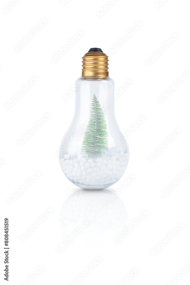 Christmas decoration light bulb with artificial snow isolated Christmas decoration light bulb with artificial snow isolated