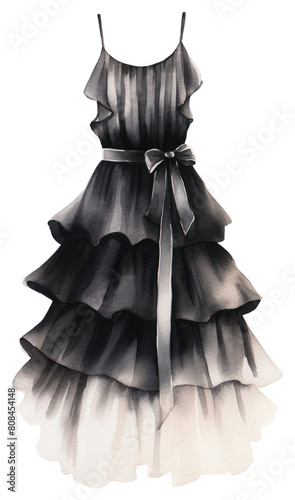PNG Wome dress fashion black white. photo