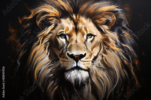 leo lion head fantasy lights dark horoscope. Generative Ai.