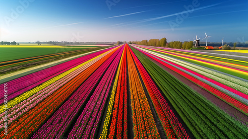 tulips bloom in farm, flowers in tulip field. 4K Wallpaper and Background for desktop, laptop, Computer, Tablet, Mobile Cell Phone, Smartphone, Cellphone