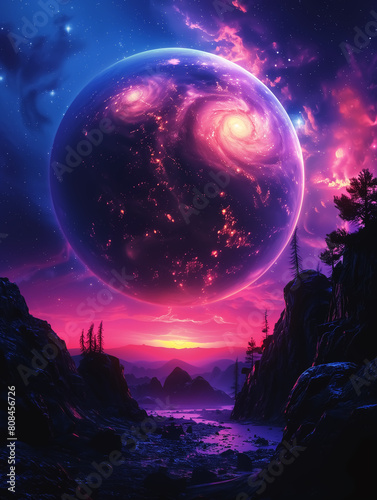 fantasy planets and stars, sci-fi and astronomy, abstract galaxy and universe. 4K Wallpaper and Background for desktop, laptop, Computer, Tablet, Mobile Cell Phone, Smartphone, Cellphone