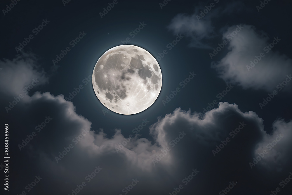 full moon and clouds Generative AI