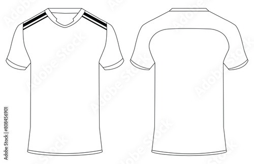  V Neck T shirt jersey mockup vector illustration template design photo