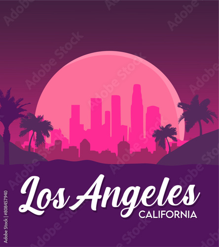 view of los angeles california with palm trees
