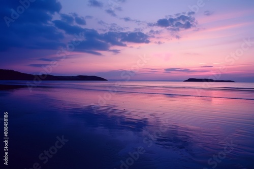 Vibrant sunset over crashing ocean waves © kmmind