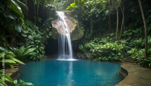 A hidden waterfall cascading into a jungle pool upscaled 3