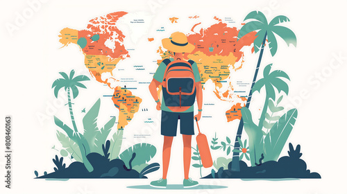 Affordable Adventure Map: Illustration of Budget Travel Destinations
