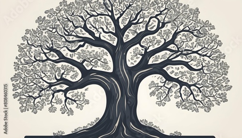 A stylized icon of an oak tree with sprawling bran photo
