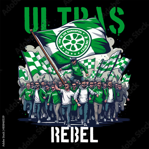 ULTRAS HOOLIGAN FOOTBALL FANS GREEN WHITE VECTOR HD