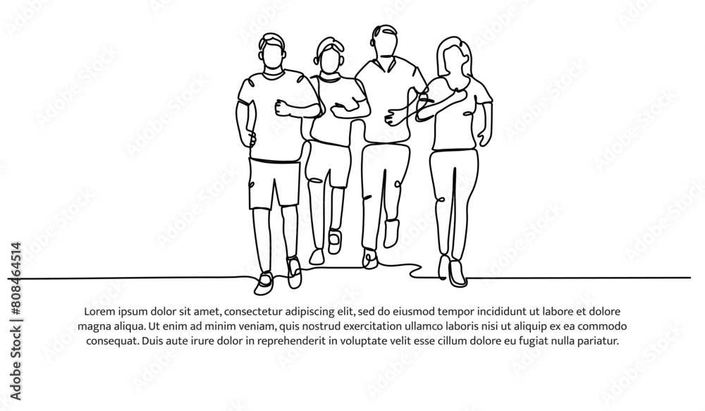 Continuous line design of jogging. Single line decorative elements drawn on a white background. Continuous line design of jogging. Single line decorative elements drawn on a white background.