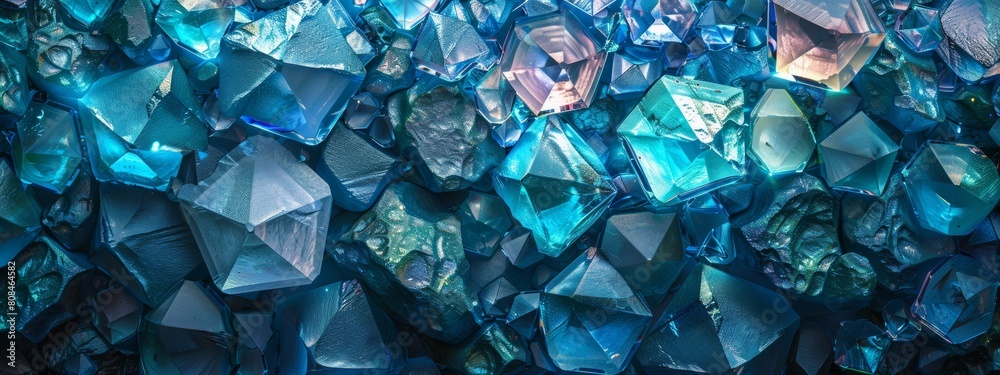 A background of faceted gemstones in cool blues and greens, creating a sense of depth and mystery. A background of faceted gemstones in cool blues and greens, creating a sense of depth and mystery.