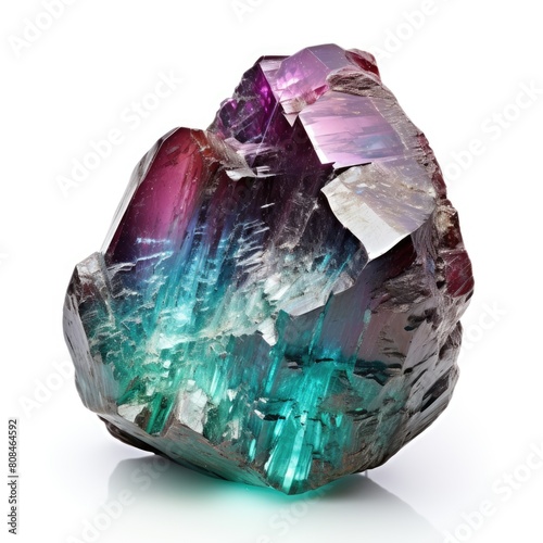 A glossy Alexandrite nugget with a color shifting effect, displayed on a white background, Ai Generated photo